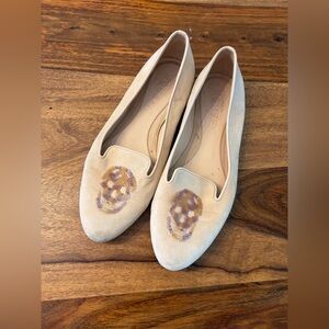 ALEXANDER MCQUEEN Sequin Skull Neutral Smoker Loafers Size 38